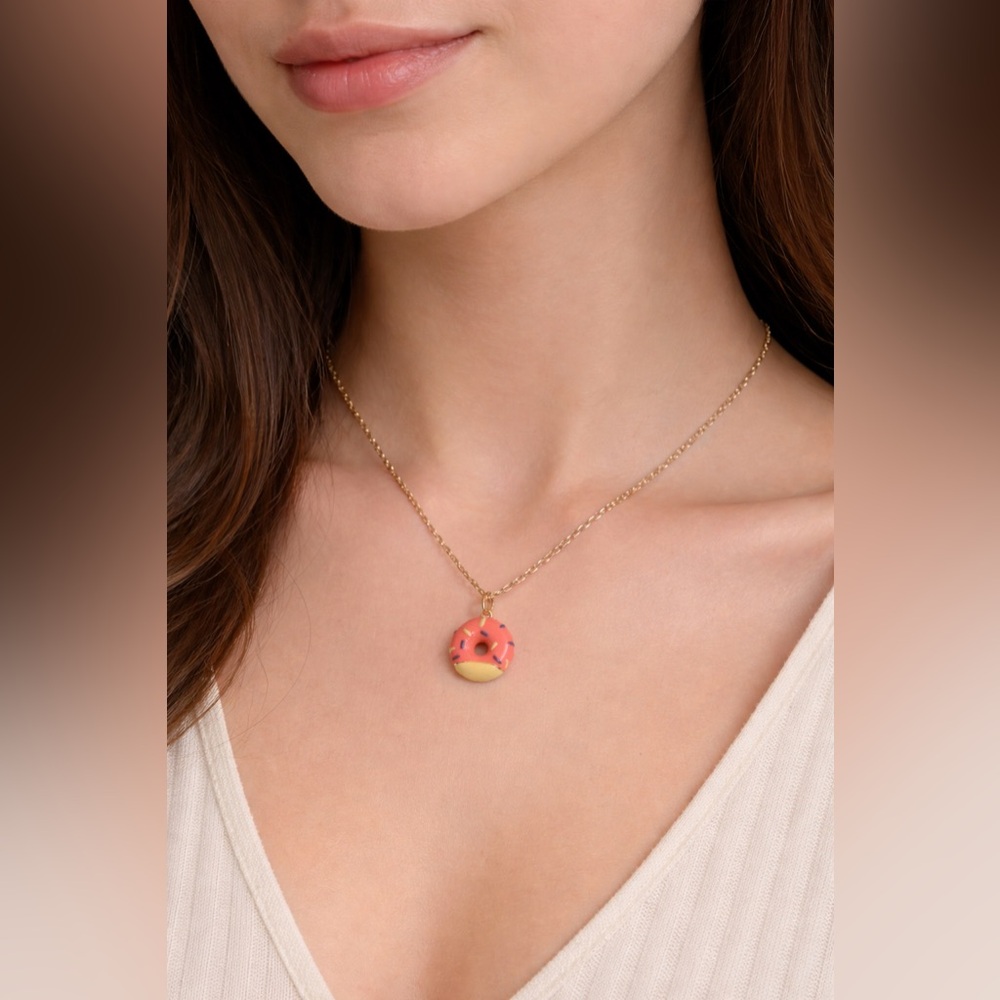 Homer Simpson Donut Pendant Necklace, Fun Pop Culture, Farrah B Chain 26”